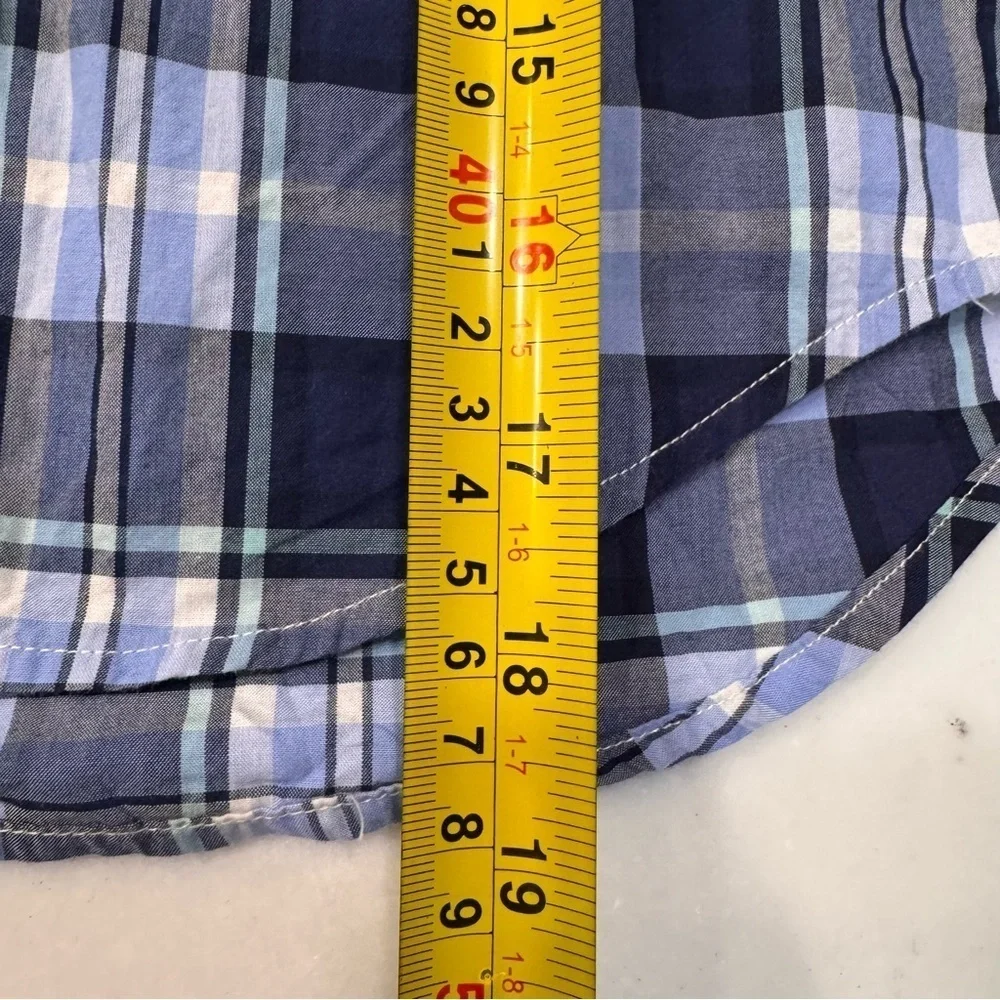 Ralph Lauren Boys 2 Pcs Set Navy Chinos & Blue Button Down Plaid Shirt Size 5